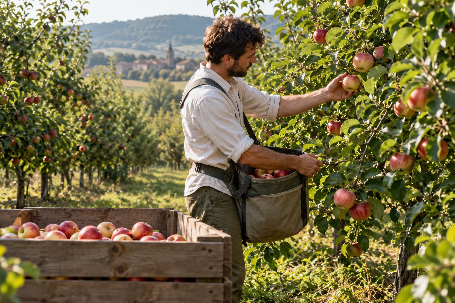 Cueillette de pommes dans un verger